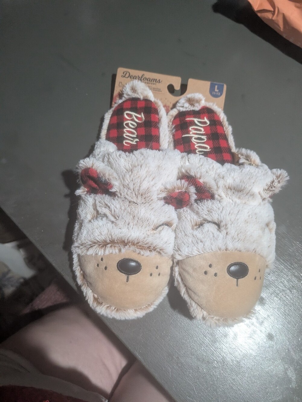 Dearfoams Papa Bear Slip On Slippers Size Large (11-12) NWT